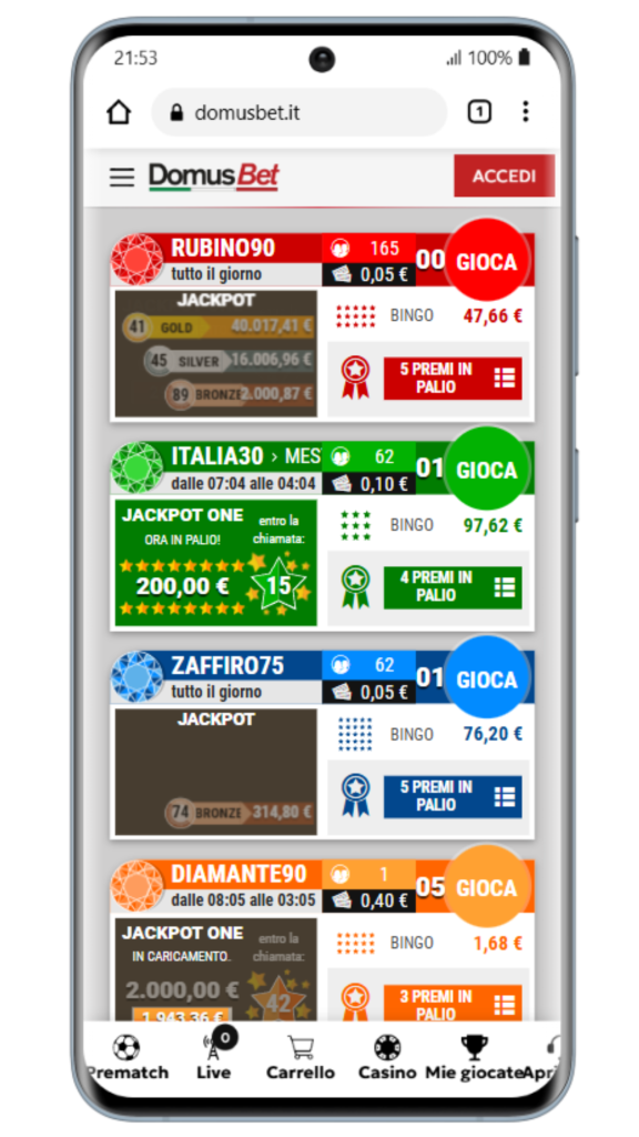 Bingo al casinò Domusbet