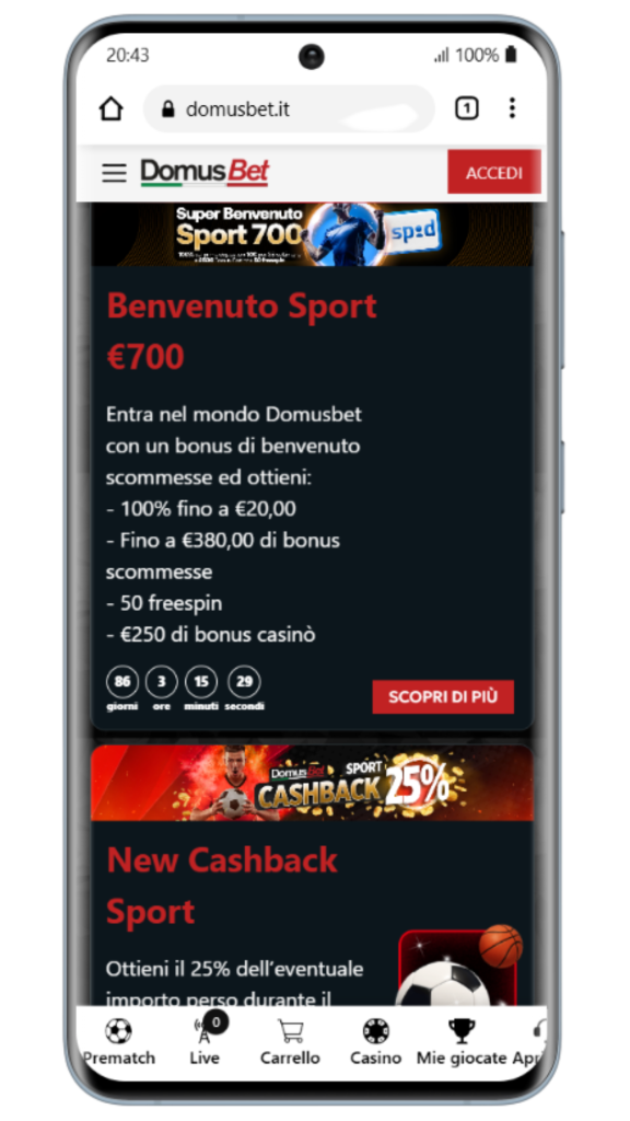 Bonus esclusivi del casinò Domusbet